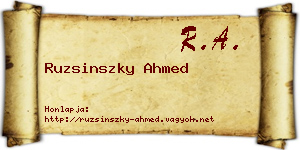 Ruzsinszky Ahmed névjegykártya